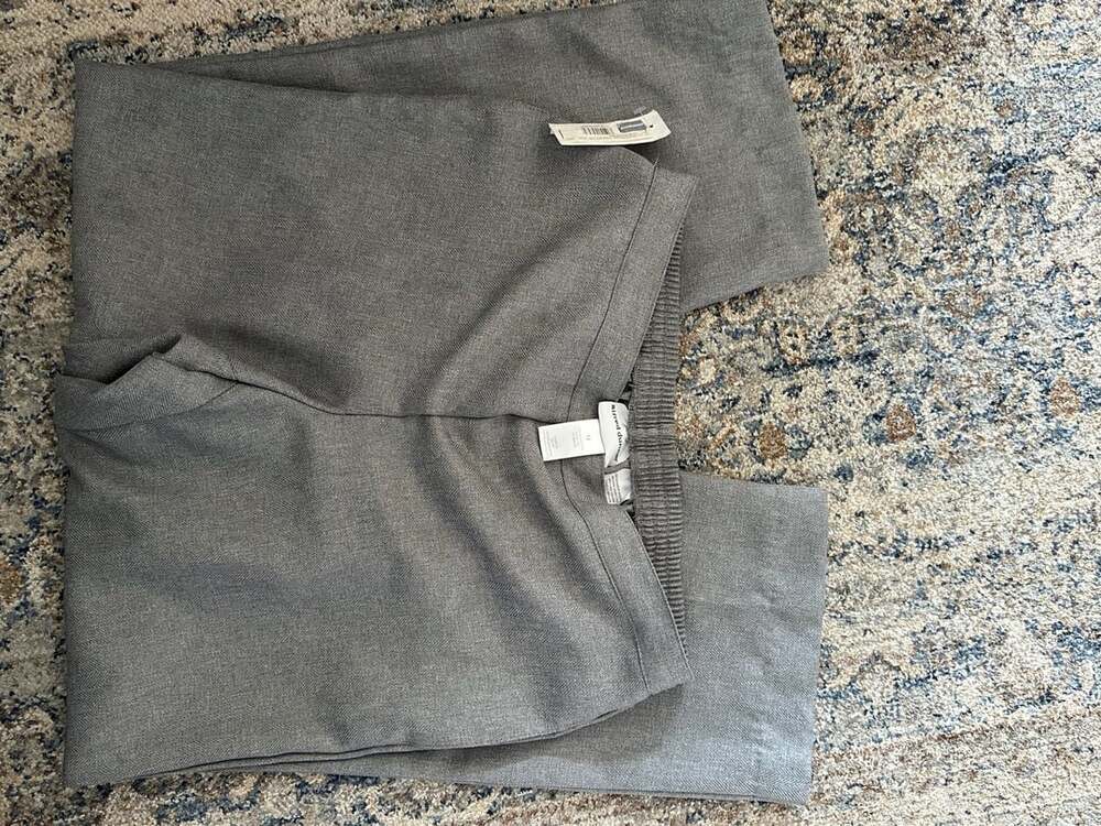 Alfred Dunner Women's Gray Herringbone Elastic Waist Pull-On Pants Size 12